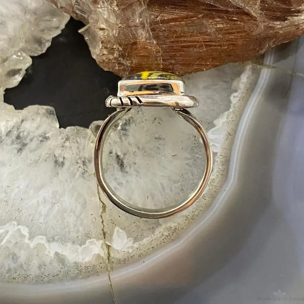 Native American Sterling Silver Bumblebee Jasper Mini Bar Ring Size 8 For Women - Picture 8 of 10